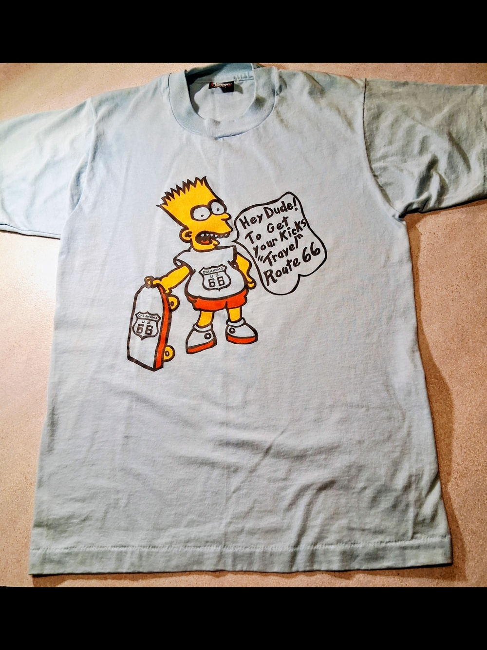 Vintage (1990's) Bart Simpson Route 66 Single Stitch T-Shirt.